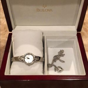 Beautiful Bulova watch and necklace
